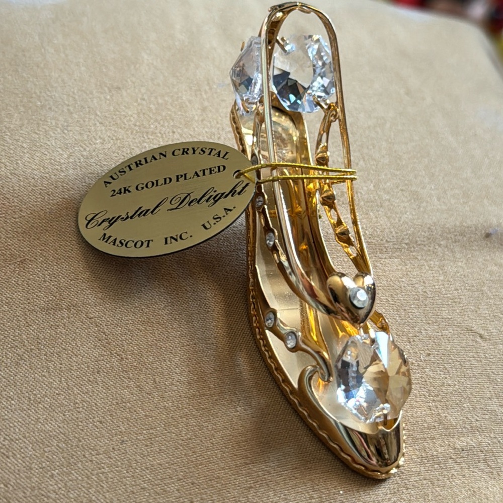 Miniature Australian Crystal Gold plated slipper